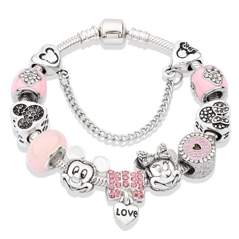 Pulseira Feminina com Berloques Mickey e Minnie - Online USA Shops