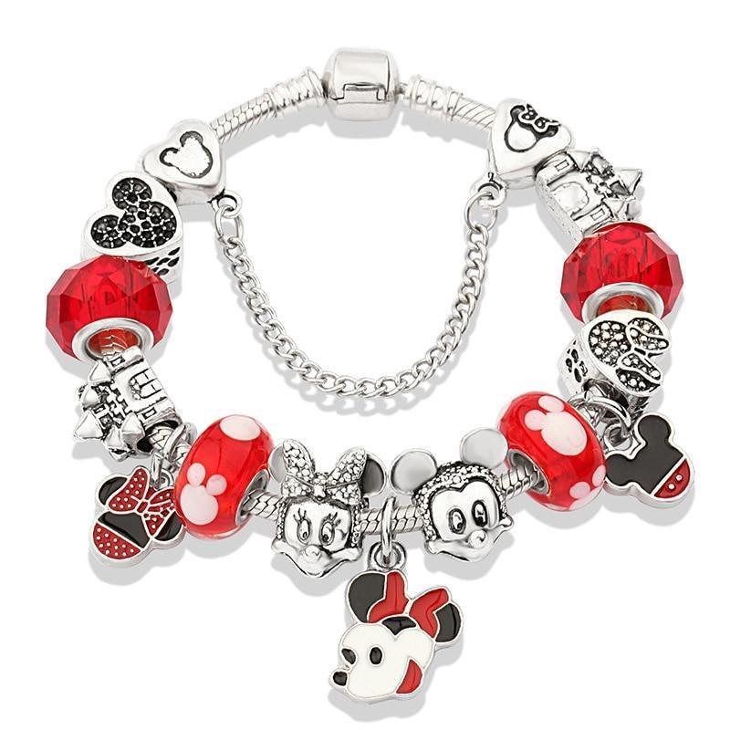 Pulseira Feminina com Berloques Mickey e Minnie - Online USA Shops