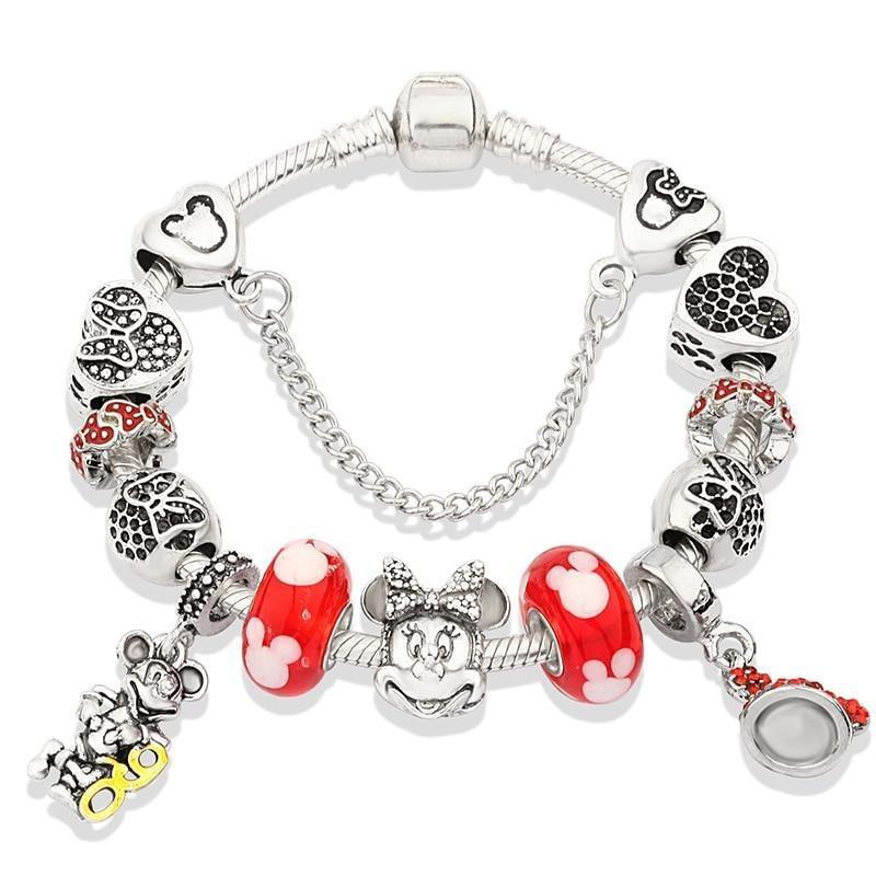 Pulseira Feminina com Berloques Mickey e Minnie - Online USA Shops