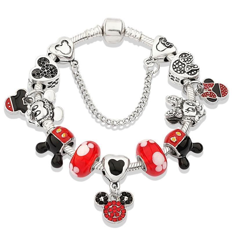 Pulseira Feminina com Berloques Mickey e Minnie - Online USA Shops