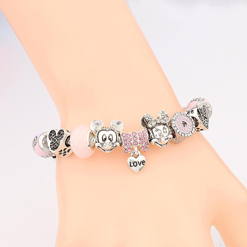 Pulseira Feminina com Berloques Mickey e Minnie - Online USA Shops