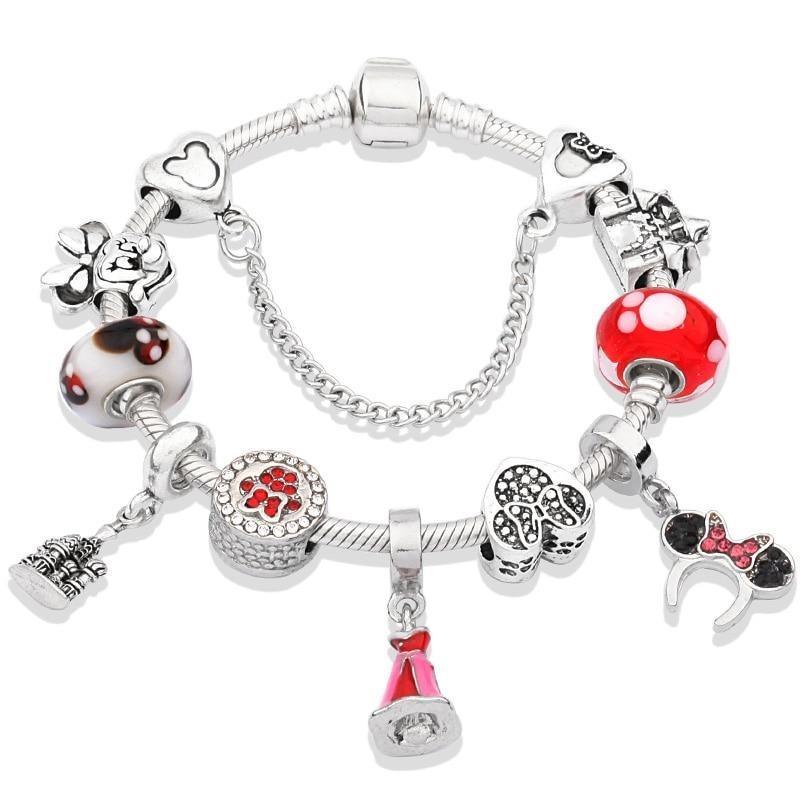 Pulseira Feminina com Berloques Mickey e Minnie - Online USA Shops