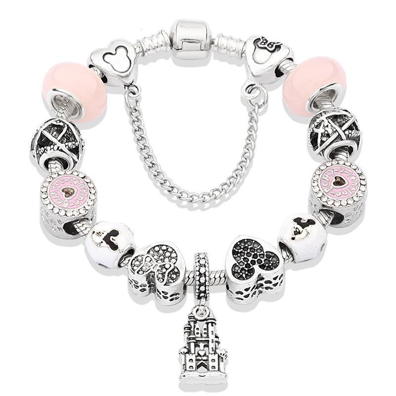 Pulseira Feminina com Berloques Mickey e Minnie - Online USA Shops